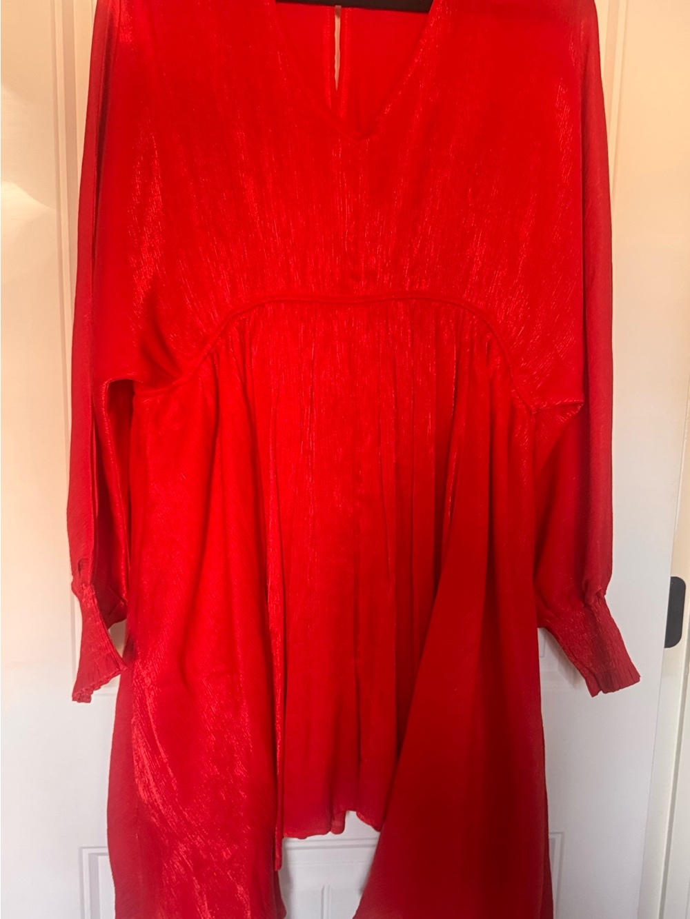 1.4.3. Story by Line Up Vibrant Red Long Sleeve V-Neck Dress